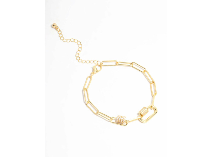 Gold Plated Mini Oval Rondell Link Bracelet