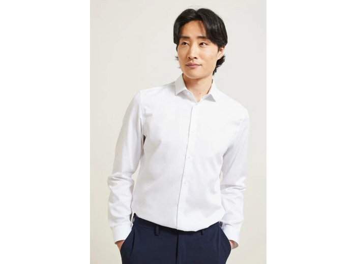 Chemise sans repassage regular en coton - Blanc