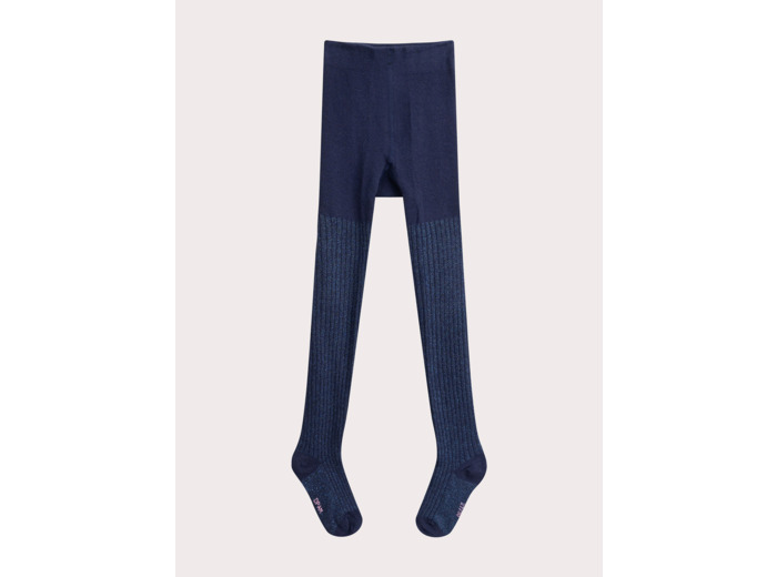 Collant marine côtelé pour fille