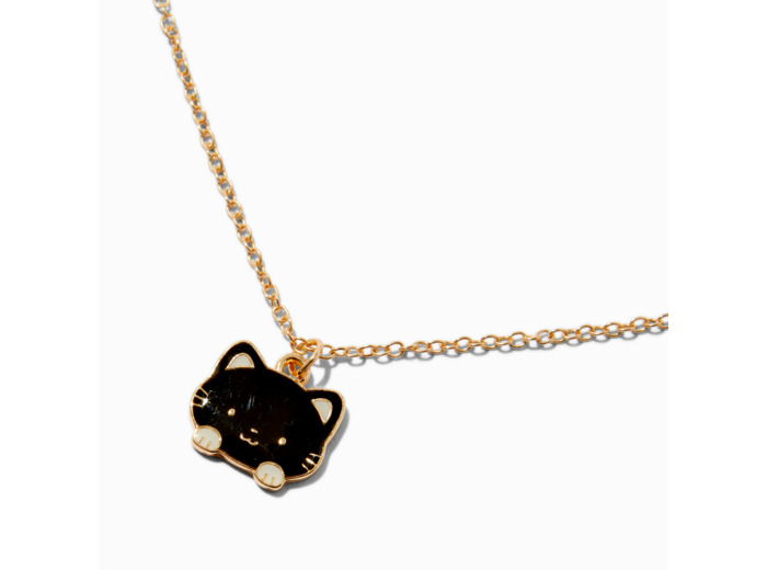 Collier à pendentif d'humeur tête de chat noir