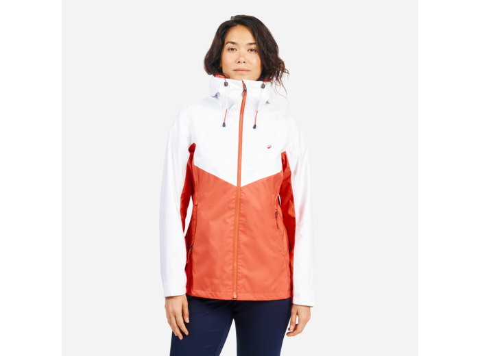 Veste de voile imperméable Femme - Sailing 100 blanc orange