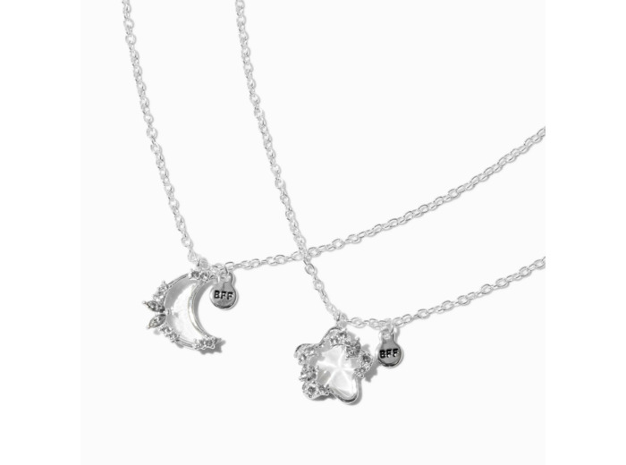 Colliers à pendentif étoile et lune strass best friends - Lot de 2