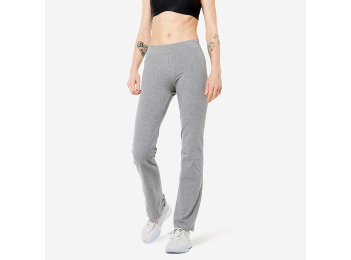 Legging fitness long coton extensible ceinture basse femme - Fit+ gris