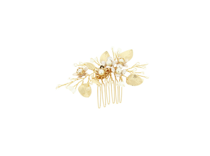 Peigne barrette mariage doré à...
