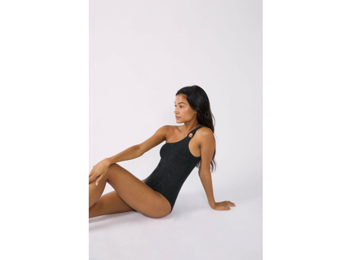 Maillot de bain 1 pièce asymétrique en matière extensible