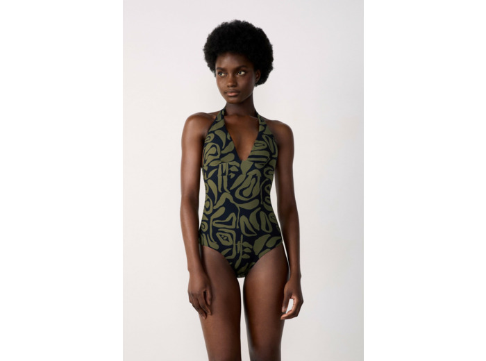 Maillot de bain 1 pièce gainant à motif