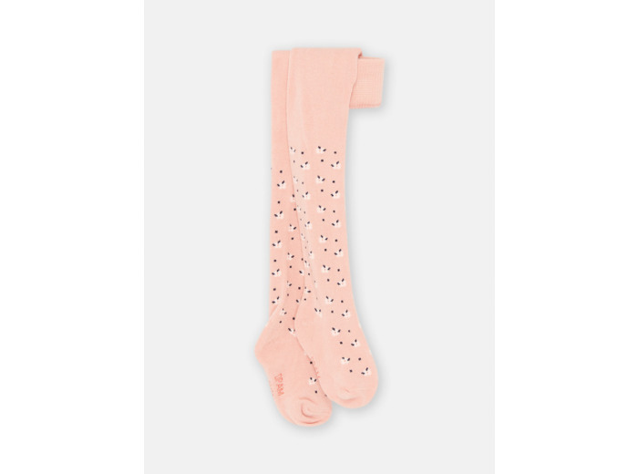 Collants rose thé à imprimé fleuri pour bébé fille