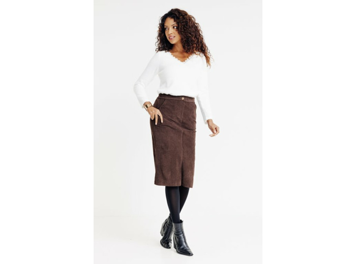 Jupe midi en velours
