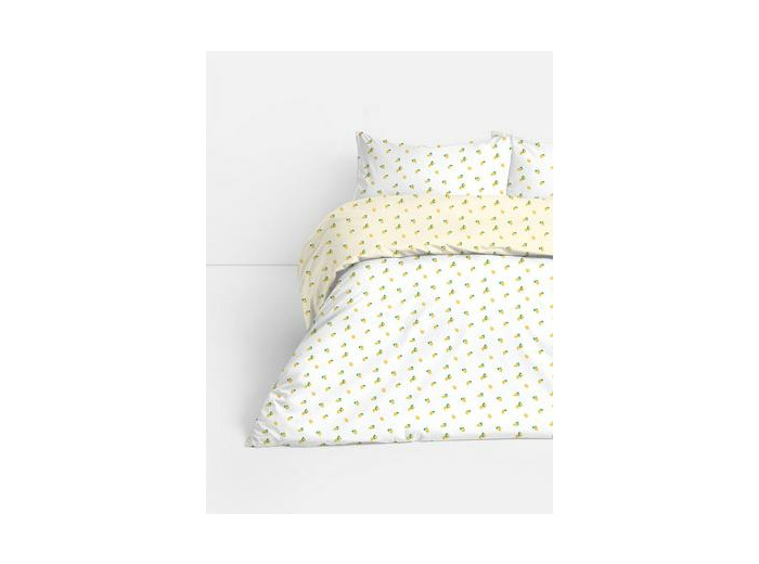Parure de lit king size réversible à motif citrons