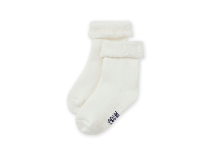 Chaussettes unies blanc cassé maille bouclettes bébé fille