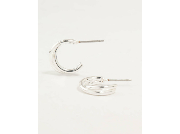 Silver Twisted Double Rope Huggie Earrings