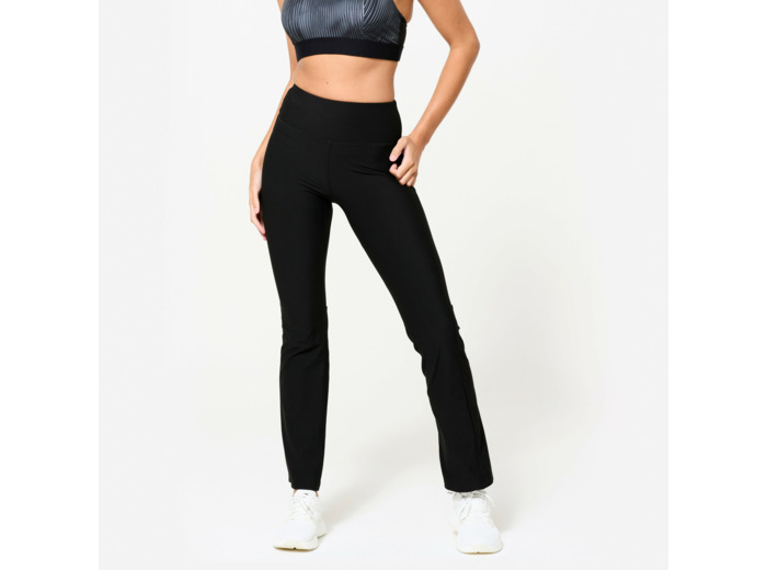 Legging de fitness bas droit femme, noir