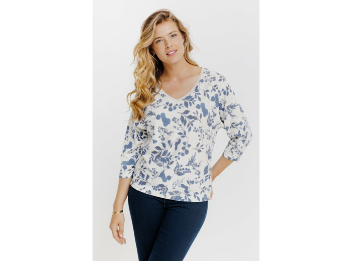 T-Shirt Manches Coudes Col V