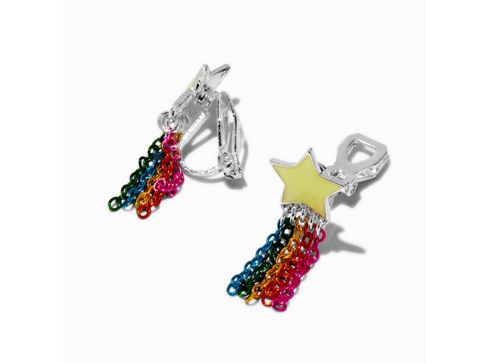 Clous d'oreilles à clip étoiles filantes qui brillent dans le noir