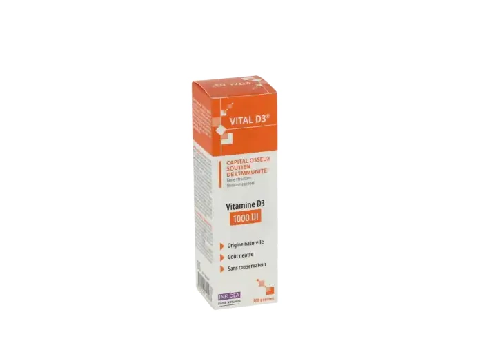 Ineldea Vital-d3 Solution Buvable Capital Osseux Et Soutien De L'immunité Flacon Compte-gouttes De 20 Ml