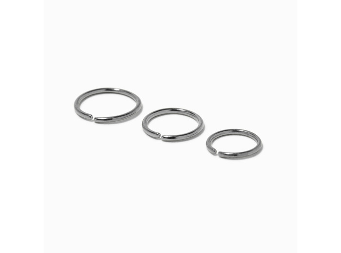 Piercings de nez aux designs variés 0,8 mm couleur argentée - Lot de 3