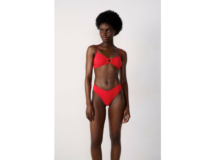 Brésilien high leg bas de maillot texturé
