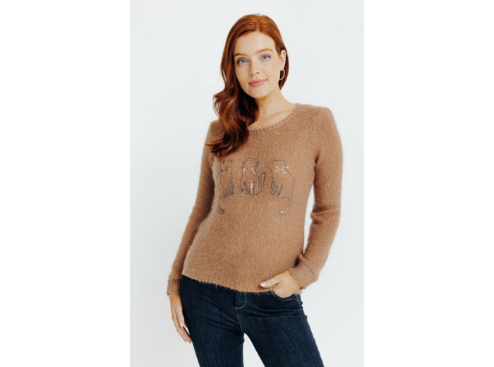 Pull Broderie Chat