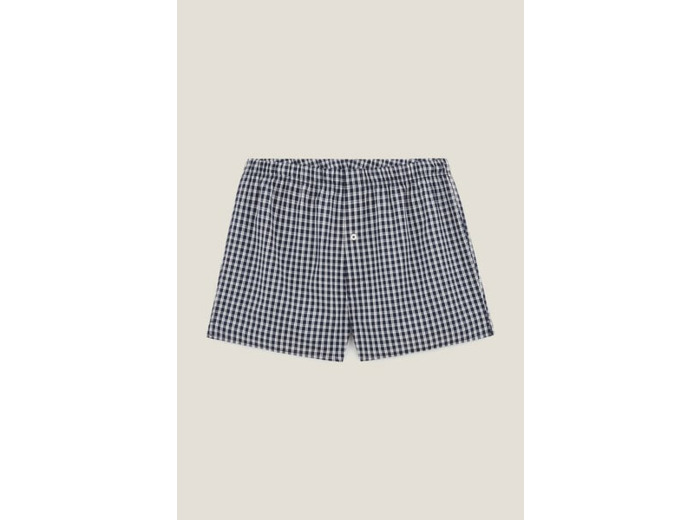 Caleçon à carreaux en coton - Bleu foncé
