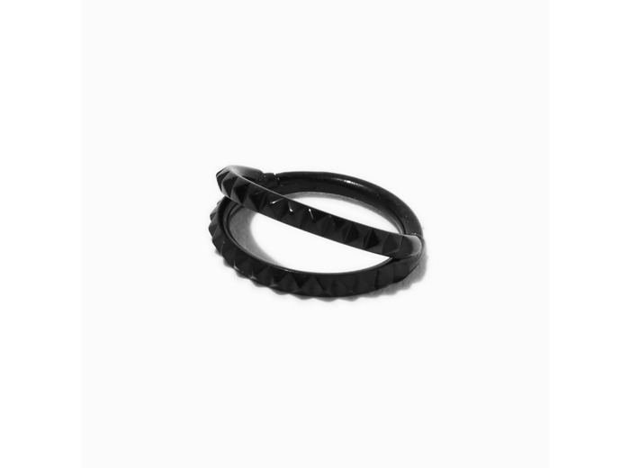 Anneau de nez 0,8 mm double rang pyramide en titane noir