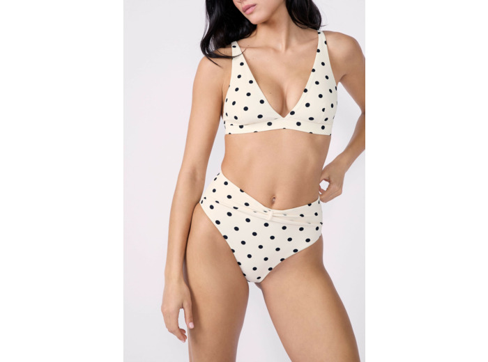 Culotte bikini taille haute à pois