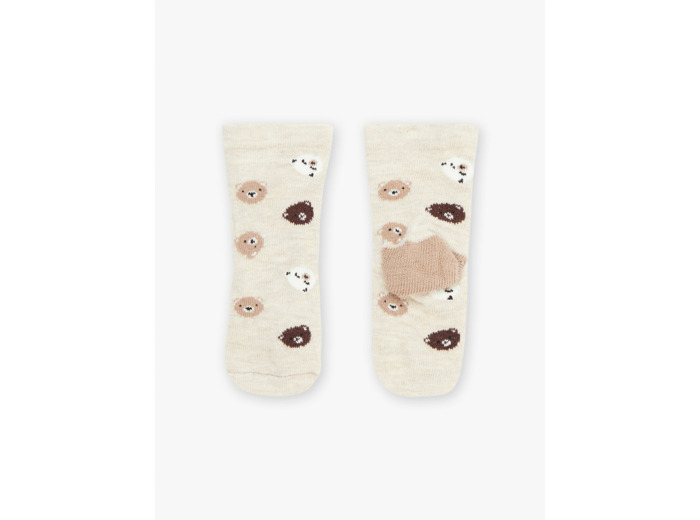 Chaussettes beiges à imprimé oursons