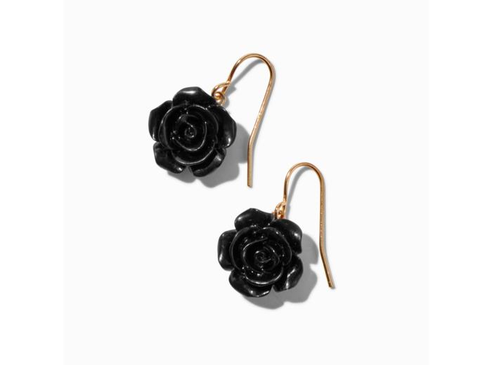 Pendantes 1,5 cm roses sculptées noires