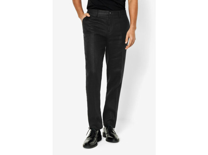 Pantalon de costume en lin confort - Noir