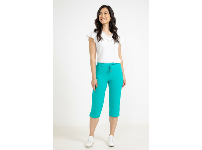 Pantalon corsaire fluide élastiqué dos