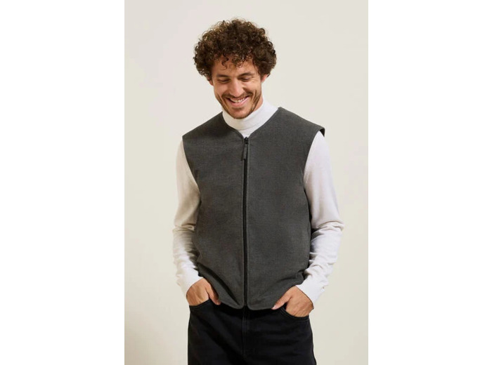 Gilet sans manche en flanelle - Gris moyen