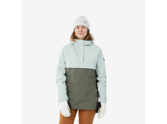 Veste de snowboard 1/2 zip femme, SNB 100 vert kaki