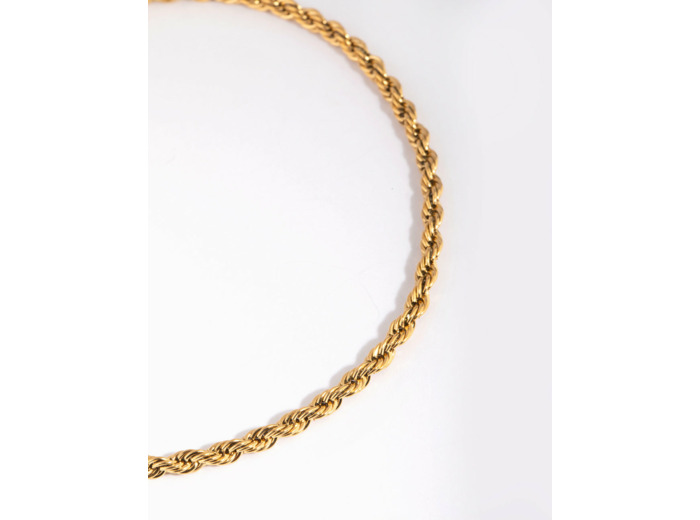 Gold Plated Stainless Steel Twisted Chain Anklet