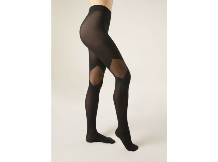 Collant opaque avec empiècements voile
