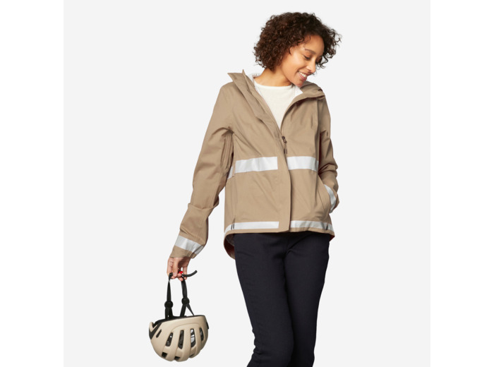 Veste pluie velo ville visibilite nuit 540 femme beige