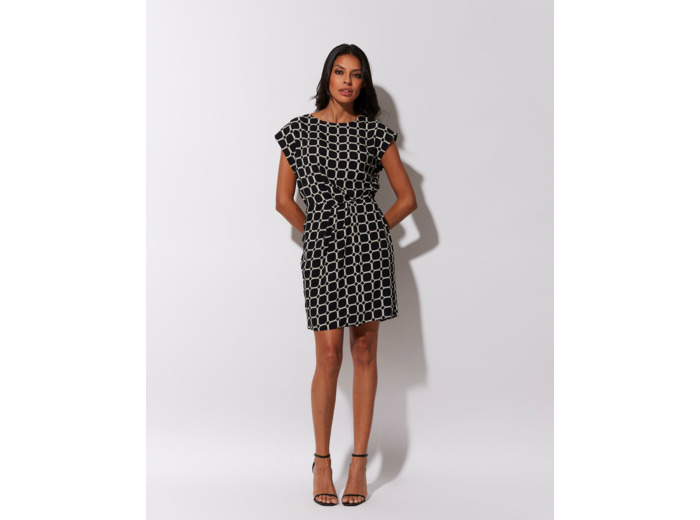 Robe courte imprimé graphique NOIR