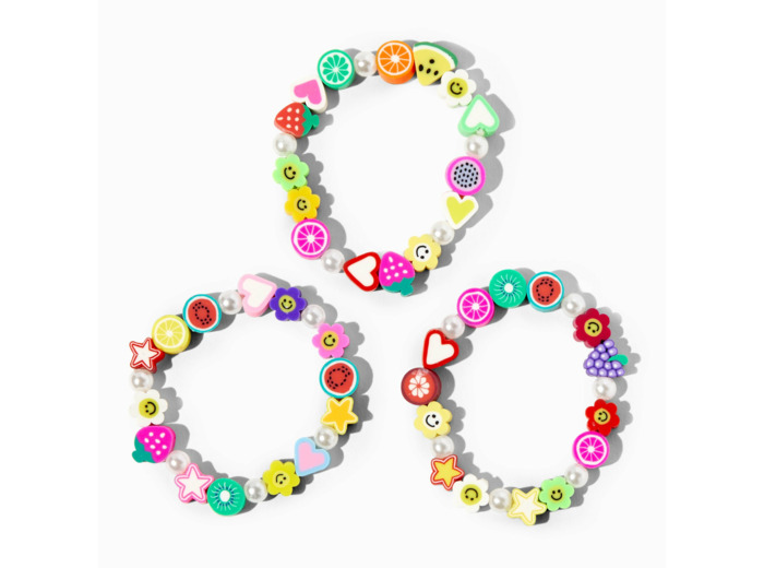 Bracelets élastiques perlés icônes Y2K fruits Claire's Club - Lot de 3