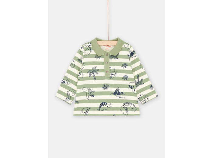 Polo rayé vert tilleul - bébé garçon