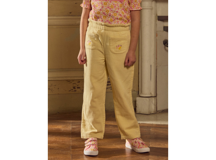 Pantalon jaune brodé