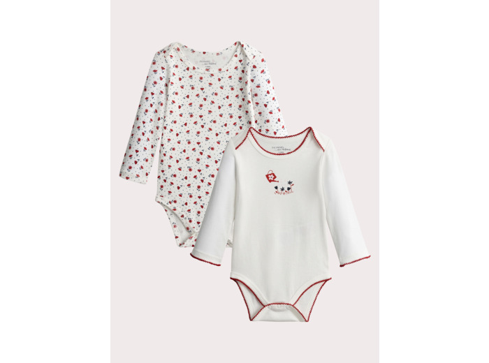 Lot de 2 body manches longues à imprimé petites fleurs pour bébé fille