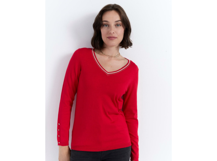 Pull fin uni ROUGE Femme
