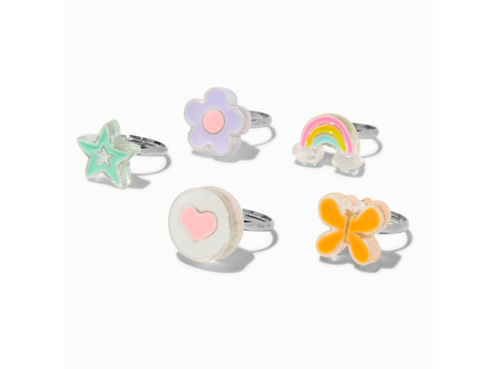 Bagues variées printanières Claire's Club - Lot de 5