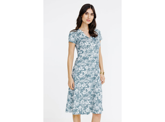 Robe midi en maille imprimée