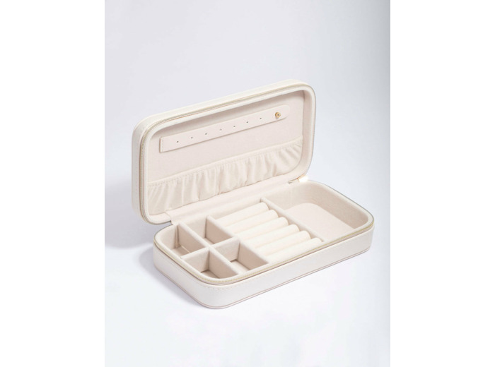 Cream Faux Leather Rectangle Jewellery Box
