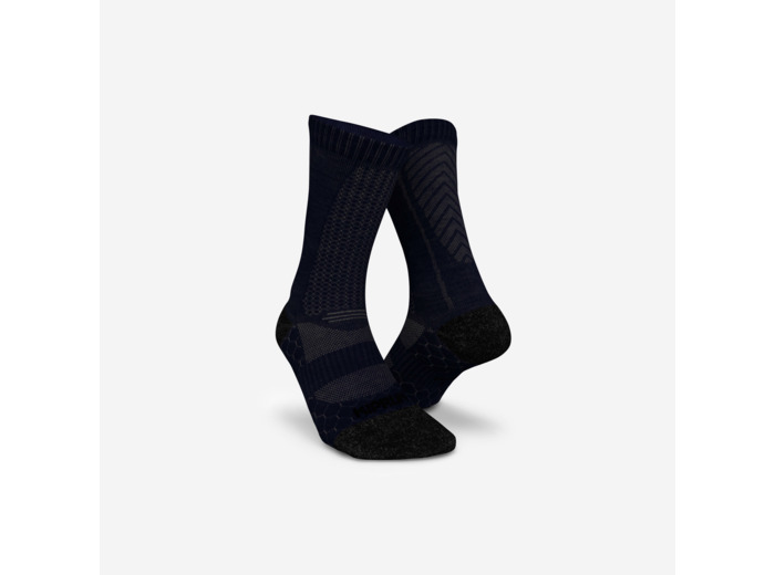 Chaussettes de running run900 mi-mollet laine merinos marine