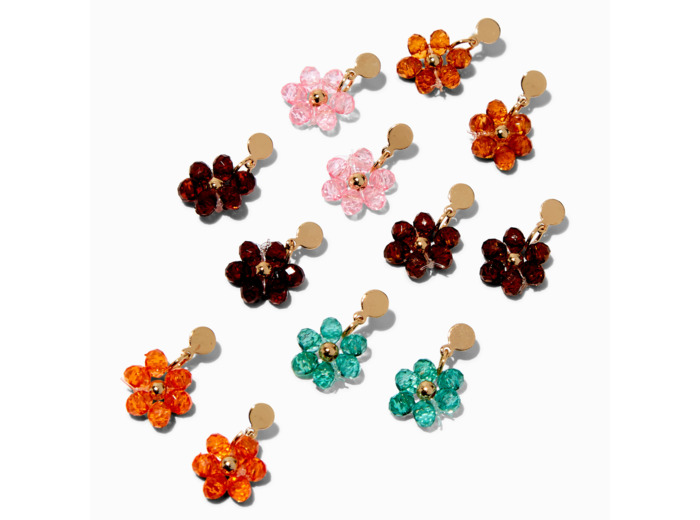 Pendantes 1,5 cm fleurs perlées - Lot de 6
