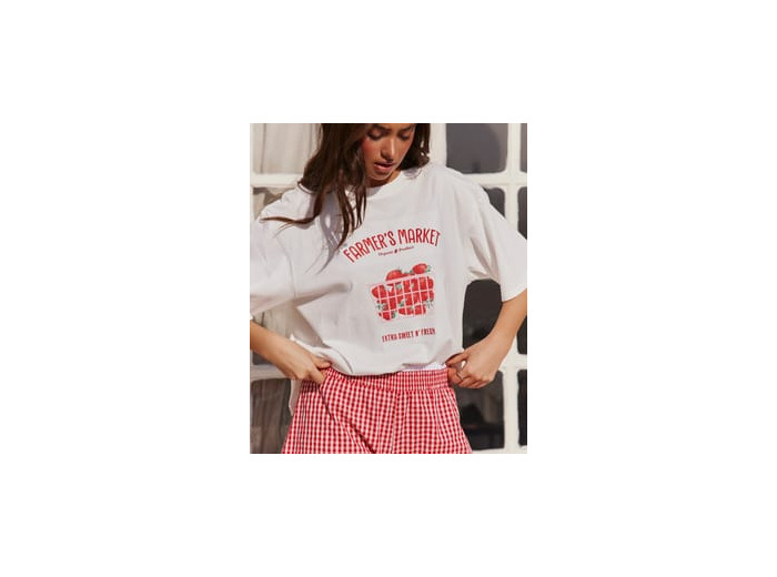 T-shirt manches courtes oversize en jersey imprimé "Farmer's market"