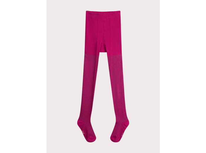 Collant rose côtelé pour fille