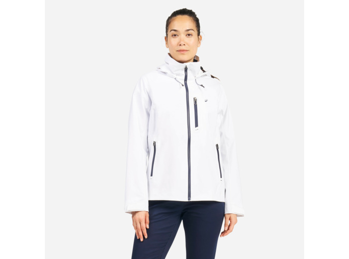 Veste imperméable coupe-vent de voile femme sailing 500 blanche