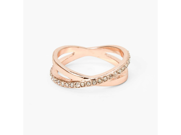Bague entrecroisée ornementée couleur doré rose