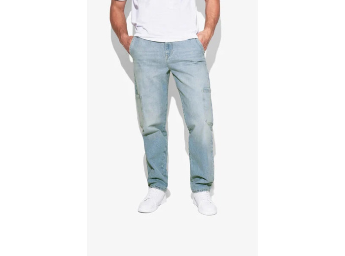 Jean loose poches cargo - Bleu moyen